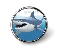 Badge rond en forme de requin blanc - Jolie broche pour chapeaux, vestes, vêtements, bijoux, accessoires pour cadeau de fête de mariage