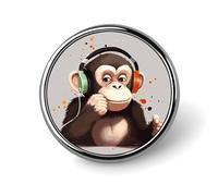 Badge rond en forme de singe musical en émail - Broche à bouton personnalisé - Décoration de vêtements unisexe - Porte-badge pour chapeaux, sacs, chemises