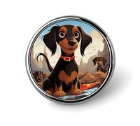 Badge rond en forme de teckel avec inscription « I Love My Dog » - Broche en fer blanc léger et durable pour chapeau, vêtements, sac à dos, épingles décoratives, circulaire, alliage d'aluminium