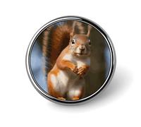 Badge rond en forme d'écureuil amusant - Broche mignonne pour chapeaux et vestes - Décoration personnalisée - Accessoires de bijoux pour fête de mariage