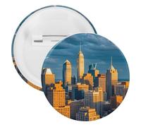 Badge rond en métal « A Busy Town in The City » - Broche légère pour sac à dos - Épingles tendance pour chemises, vestes, châles, manteaux - Unisexe, 5PCS, Fer blanc, épingles rondes en métal