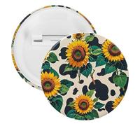 Badge rond en métal à motif vache et tournesol, broche légère pour sac à dos, épingles à boutons tendance pour chemises, vestes, châle, manteau, unisexe, 20PCS, Fer blanc, épingles rondes en métal