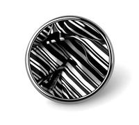 Badge rond en métal à rayures à carreaux noirs et blancs - Pour vêtements, sacs, chapeaux - Décoration de fête - Accessoires pour homme et femme