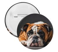 Badge rond en métal « A Sad Bulldog » - Broche légère pour sac à dos - Pour chemises, vestes, châles, manteaux - Unisexe, 12PCS, Fer blanc, épingles rondes en métal