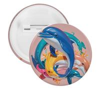 Badge rond en métal abstrait animal dauphin, broche légère pour sac à dos, épingles à boutons tendance pour chemises, vestes, châle, manteau, unisexe, 12PCS, Fer blanc, épingles rondes en métal