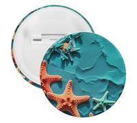 Badge rond en métal avec corail, étoile de mer, broche légère pour sac à dos, épingles à boutons tendance pour chemises, vestes, châle, manteau, unisexe, 5PCS, Fer blanc, épingles rondes en métal