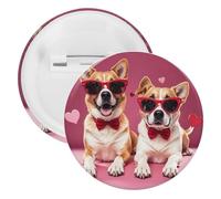 Badge rond en métal avec des chiens portant des lunettes de soleil, broche légère pour sac à dos, épingles à boutons tendance pour chemises, vestes, châle, manteau, unisexe, 5PCS, Fer blanc, épingles
