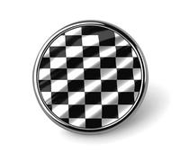 Badge rond en métal avec drapeau de course noir et blanc - Pour vêtements, sacs, chapeaux, décorations de fête - Accessoires pour homme et femme