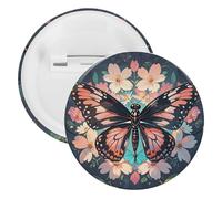 Badge rond en métal avec fleurs, papillons et libellules - Broche légère pour sac à dos - Épingles tendance pour chemises, vestes, châles, manteaux - Unisexe, 12PCS, Fer blanc, épingles rondes en