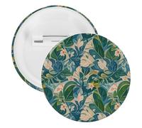 Badge rond en métal avec fleurs vertes et feuilles, broche légère pour sac à dos, épingles à boutons tendance pour chemises, vestes, châle, manteau, unisexe, 5PCS, Fer blanc, épingles rondes en métal