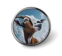 Badge rond en métal avec imprimé chèvre bleue - Pour vêtements, sacs, chapeaux, décorations de fête - Accessoires pour homme et femme