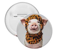 Badge rond en métal avec imprimé léopard - Broche légère pour sac à dos - Pour chemises, vestes, châle, manteau - Unisexe, 5PCS, Fer blanc, épingles rondes en métal