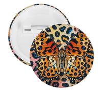 Badge rond en métal avec imprimé papillon et léopard, broche légère pour sac à dos, épingles à boutons tendance pour chemises, vestes, châle, manteau, unisexe, 12PCS, Fer blanc, épingles rondes en