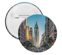 Badge rond en métal avec inscription « Tall Buildings in The City » - Broche légère pour sac à dos - Épingles tendance pour chemises, vestes, châles, manteaux - Unisexe, 5PCS, Fer blanc, épingles