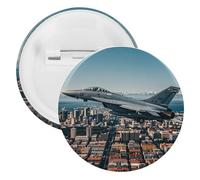 Badge rond en métal avec jetons de combat volant au-dessus des villes, broche légère pour sac à dos, épingles à boutons tendance pour chemises, vestes, châle, manteau, unisexe, 5PCS, Fer blanc