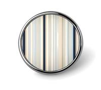 Badge rond en métal avec motif à rayures bleues et beiges - Pour vêtements, sacs, chapeaux - Décoration de fête - Accessoires pour homme et femme