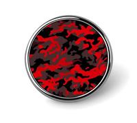 Badge rond en métal avec motif camouflage rouge - Pour vêtements, sacs, chapeau - Décoration de fête - Accessoires pour homme et femme