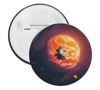 Badge rond en métal avec motif coucher de soleil dans l'espace extra-atmosphérique, broche légère pour sac à dos, épingles à boutons tendance pour chemises, vestes, châle, manteau, unisexe, 5PCS, Fer
