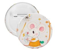 Badge rond en métal avec motif d'animaux blancs de dessin animé, broche légère pour sac à dos, épingles à boutons tendance pour chemises, vestes, châle, manteau, unisexe, 12PCS, Fer blanc, épingles