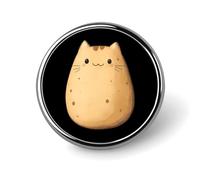 Badge rond en métal avec motif de chat de pomme de terre, badge imprimé, badges circulaires personnalisés, 1"