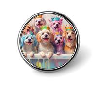 Badge rond en métal avec motif de chiens colorés aquarelle, badge imprimé, badge rond personnalisé, 2,5 cm