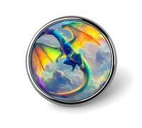 Badge rond en métal avec motif de dragon coloré magique, badge imprimé, badge personnalisé, 2,5 cm
