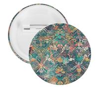 Badge rond en métal avec motif de fleurs et de papillons, broche légère pour sac à dos, épingles à boutons tendance pour chemises, vestes, châle, manteau, unisexe, 5PCS, Fer blanc, épingles rondes en