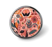 Badge rond en métal avec motif d'éléments végétaux personnalisés pour vêtements, sacs, chapeaux, broches imprimées humoristiques, décorations de fête, accessoires pour homme et femme
