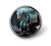 Badge rond en métal avec motif dragon cool - Pour vêtements, sacs, chapeaux, décorations de fête - Accessoires pour homme et femme