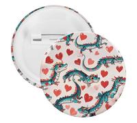 Badge rond en métal avec motif dragon vert - Broche légère pour sac à dos - Épingles tendance pour chemises, vestes, châles, manteaux - Unisexe, 5PCS, Fer blanc, épingles rondes en métal