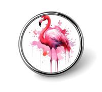 Badge rond en métal avec motif flamant rose aquarelle personnalisé pour vêtements, sacs, chapeau, broche imprimée humoristique, décoration de fête, accessoires pour homme et femme