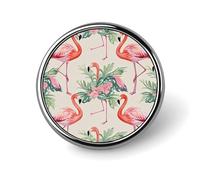 Badge rond en métal avec motif flamant rose aquarelle, pour vêtements, sacs, chapeaux, humoristiques, décorations de fête, accessoires pour homme et femme