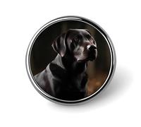 Badge rond en métal avec motif labrador noir personnalisable pour vêtements, sacs, chapeaux, décorations de fête, accessoires pour homme et femme