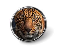 Badge rond en métal avec motif léopard noir et marron - Pour vêtements, sacs, chapeaux, décorations de fête - Accessoires pour homme et femme