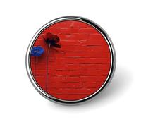 Badge rond en métal avec motif mur de briques rouges - Pour vêtements, sacs, chapeaux - Décoration de fête - Accessoires pour homme et femme