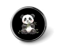 Badge rond en métal avec motif panda mangeant, badge imprimé, badge rond personnalisé, 2,5 cm
