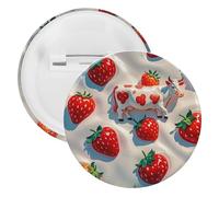 Badge rond en métal avec motif vache blanche et fraise, broche légère pour sac à dos, épingles à boutons tendance pour chemises, vestes, châle, manteau, unisexe, 20PCS, Fer blanc, épingles rondes en