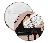 Badge rond en métal avec notes de musique pour piano violon - Broche légère pour sac à dos - Broche tendance pour chemises, vestes, châle, manteau - Unisexe, 5PCS, Fer blanc, épingles rondes en métal