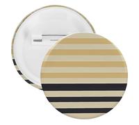 Badge rond en métal beige à rayures noires, broche légère pour sac à dos, épingles à boutons tendance pour chemises, vestes, châle, manteau, unisexe, 20PCS, Fer blanc, épingles rondes en métal