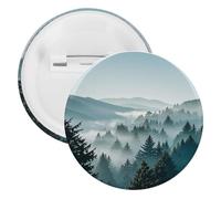 Badge rond en métal bleu vert arbre paysage, broche légère pour sac à dos, épingles à boutons tendance pour chemises, vestes, châle, manteau, unisexe, 20PCS, Fer blanc, épingles rondes en métal
