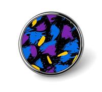 Badge rond en métal bleu violet jaune graffiti des années 90, motif imprimé, badge personnalisé, 2,5 cm
