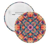 Badge rond en métal coloré à motif symétrique, broche légère pour sac à dos, épingles à boutons tendance pour chemises, vestes, châle, manteau, unisexe, 5PCS, Fer blanc, épingles rondes en métal