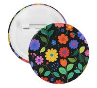 Badge rond en métal coloré avec fleurs et feuilles, broche légère pour sac à dos, épingles à boutons tendance pour chemises, vestes, châle, manteau, unisexe, 5PCS, Fer blanc, épingles rondes en métal
