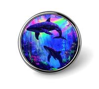 Badge rond en métal coloré avec motif de requin et baleine psychédélique, badge imprimé, badge personnalisé, 2,5 cm