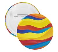 Badge rond en métal coloré avec motif vagues - Broche légère pour sac à dos - Épingles tendance pour chemises, vestes, châles, manteaux - Unisexe, 20PCS, Fer blanc, épingles rondes en métal