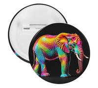 Badge rond en métal coloré en forme d'éléphants, broche légère pour sac à dos, épingles à boutons tendance pour chemises, vestes, châle, manteau, unisexe, 5PCS, Fer blanc, épingles rondes en métal