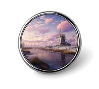 Badge Rond en métal de 2,5 cm, Motif Moulin à Vent Traditionnel, pour décoration de vêtements, Chapeaux, Costumes, Sacs à Dos, Accessoires