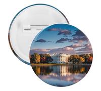 Badge rond en métal de la maison blanche sur le lac, broche légère pour sac à dos, épingles à boutons tendance pour chemises, vestes, châle, manteau, unisexe, 20PCS, Fer blanc, épingles rondes en