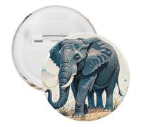 Badge rond en métal de style aquarelle éléphant - Broche légère pour sac à dos - Broche tendance pour chemises, vestes, châle, manteau - Unisexe, 20PCS, Fer blanc, épingles rondes en métal