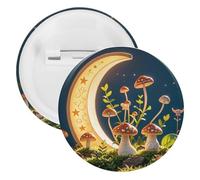 Badge rond en métal en forme de champignon, lune et étoiles, broche légère pour sac à dos, épingles à boutons tendance pour chemises, vestes, châle, manteau, unisexe, 20PCS, Fer blanc, épingles rondes
